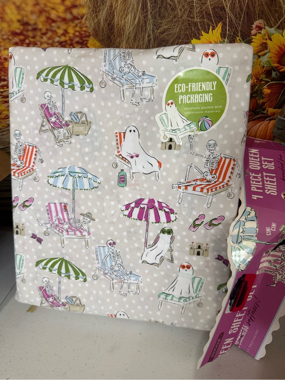 Ghost Beach Print Sheet Set – Multi-Color Queen Size